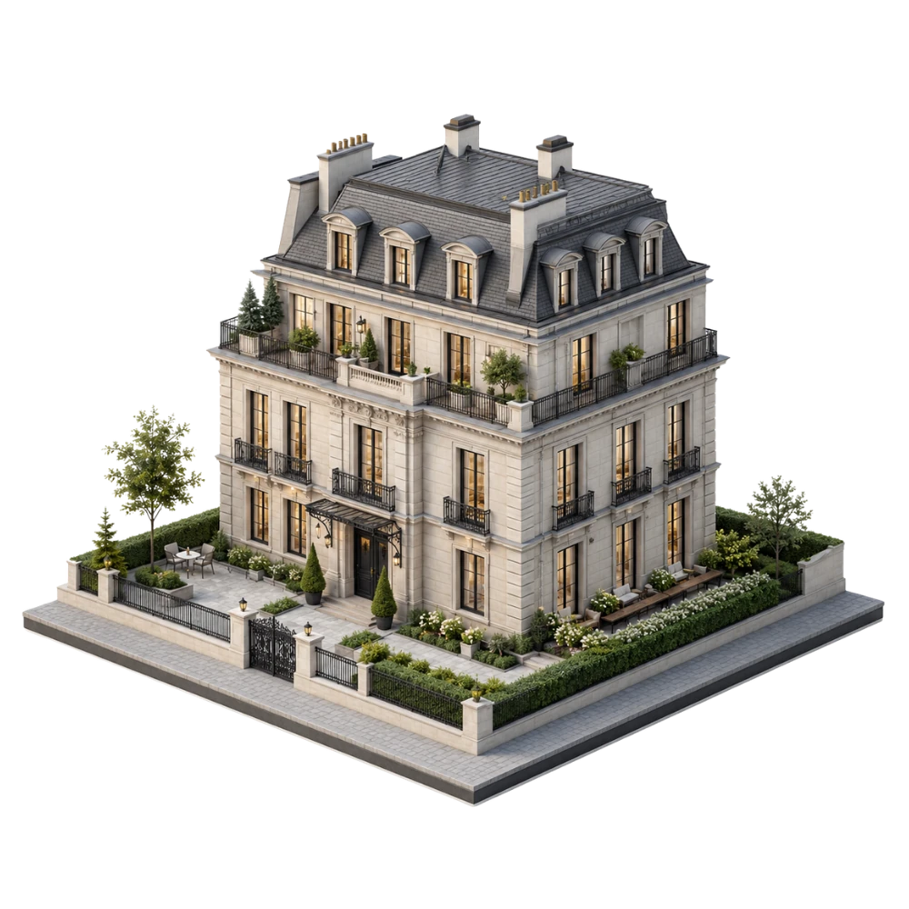 Isometric illustration of an upmarket residential building