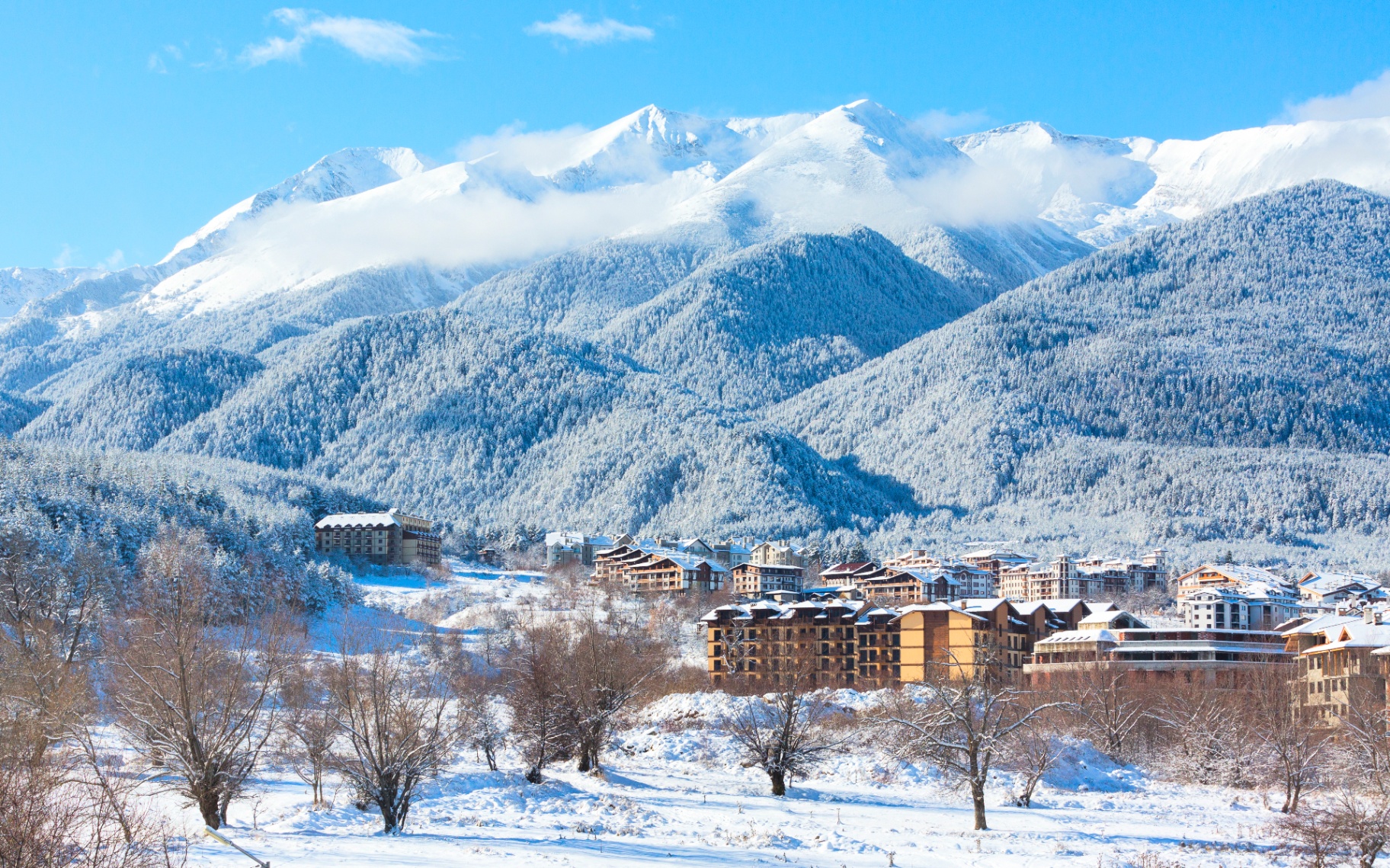 Mountain destination apartment setting in Bansko